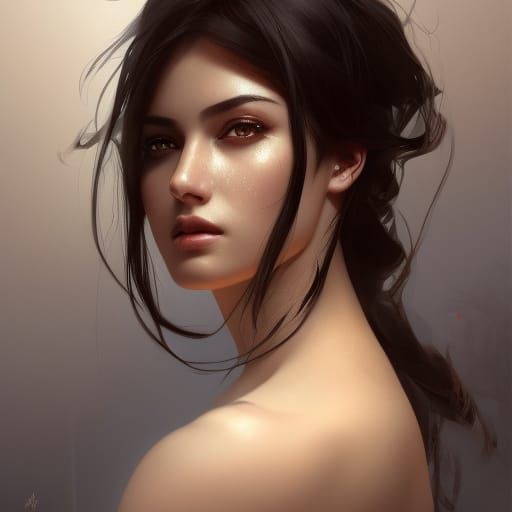 Beautiful Turkish Woman Portrait in Art Nouveau Style