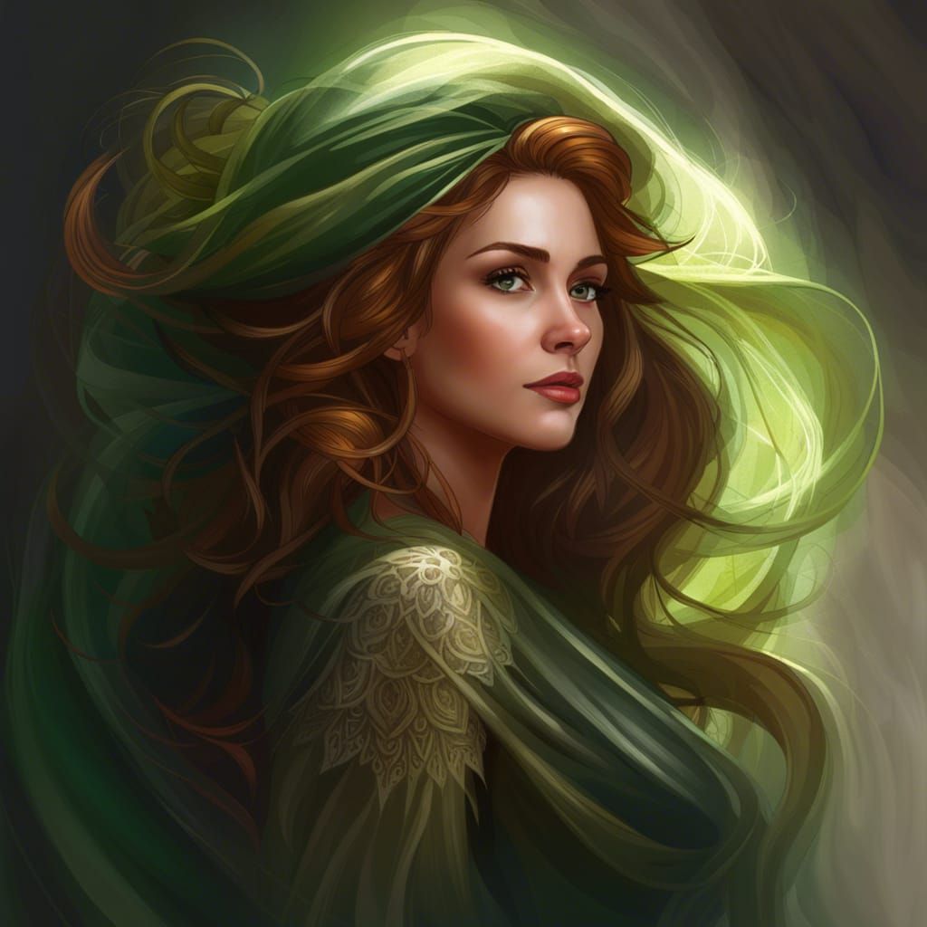 Irish Woman Portrait with Auburn Hair in Hyperrealism