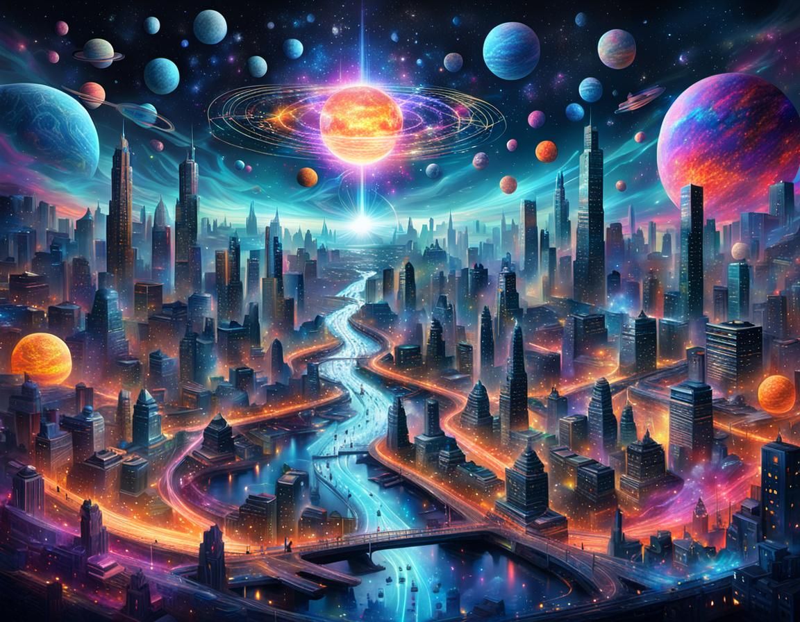 Astral Cityscape in Chaos by Pablo Amaringo