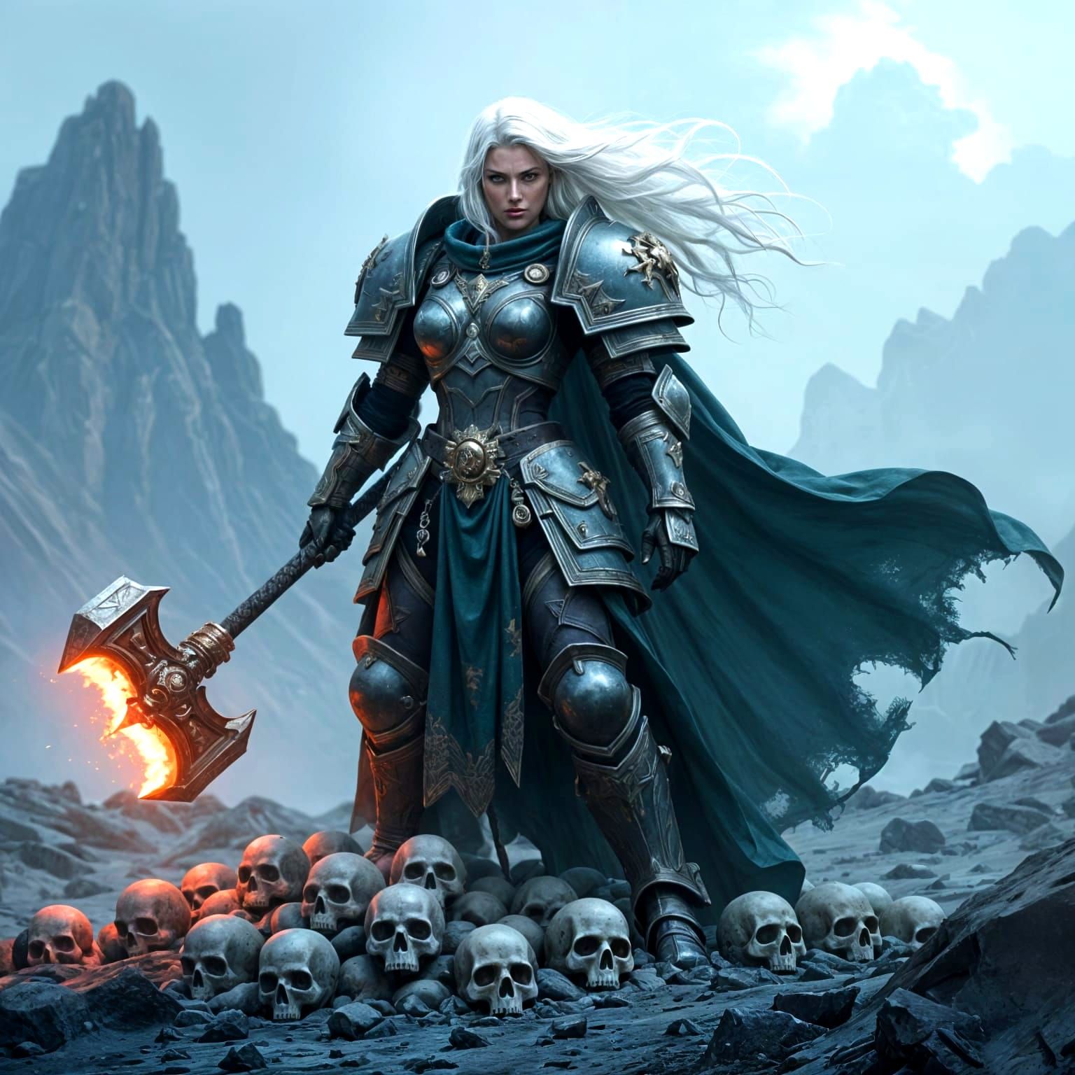 Valkyrie in Warhammer Armor on Skull Mountain