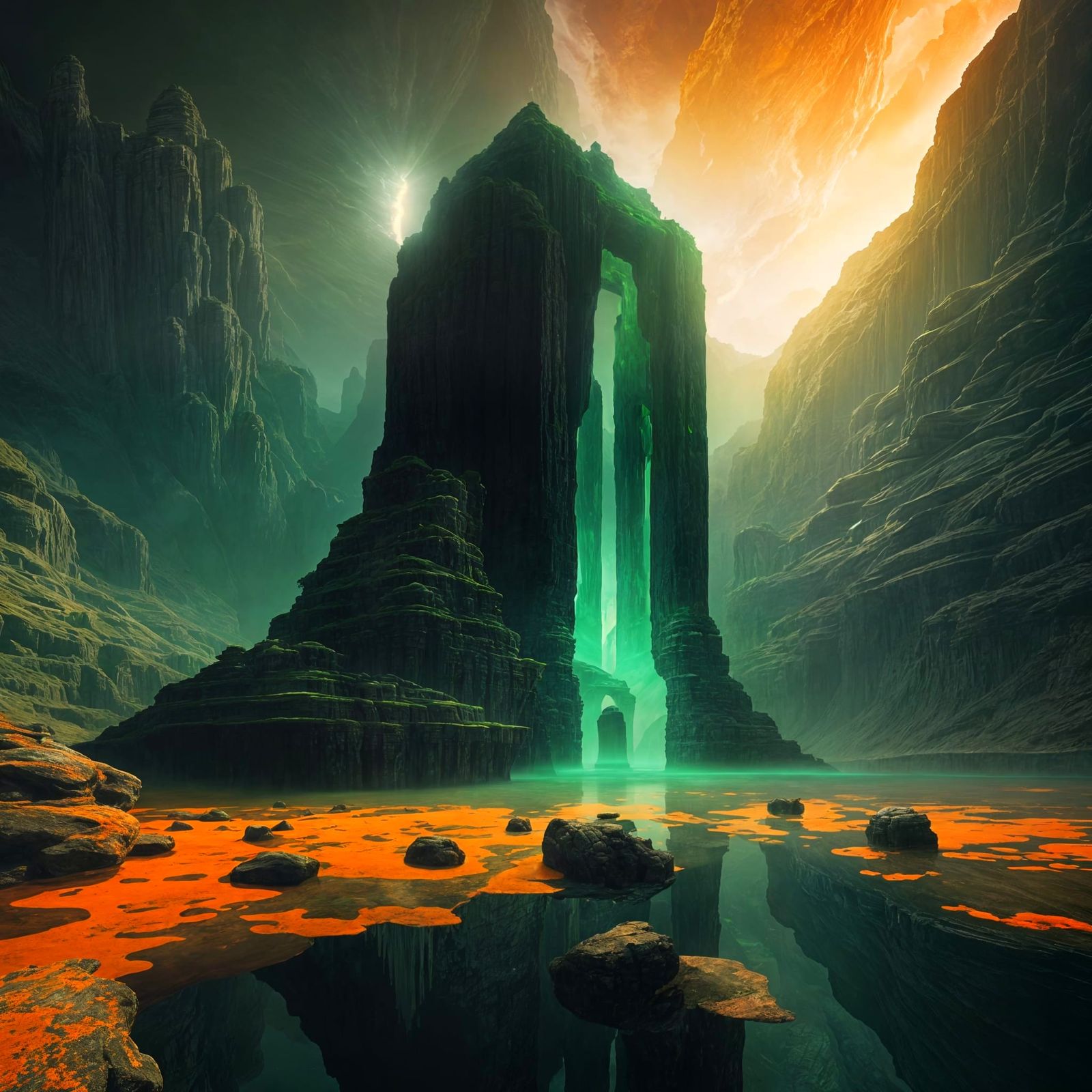 Surreal Floating Temple with Crystalline Energy