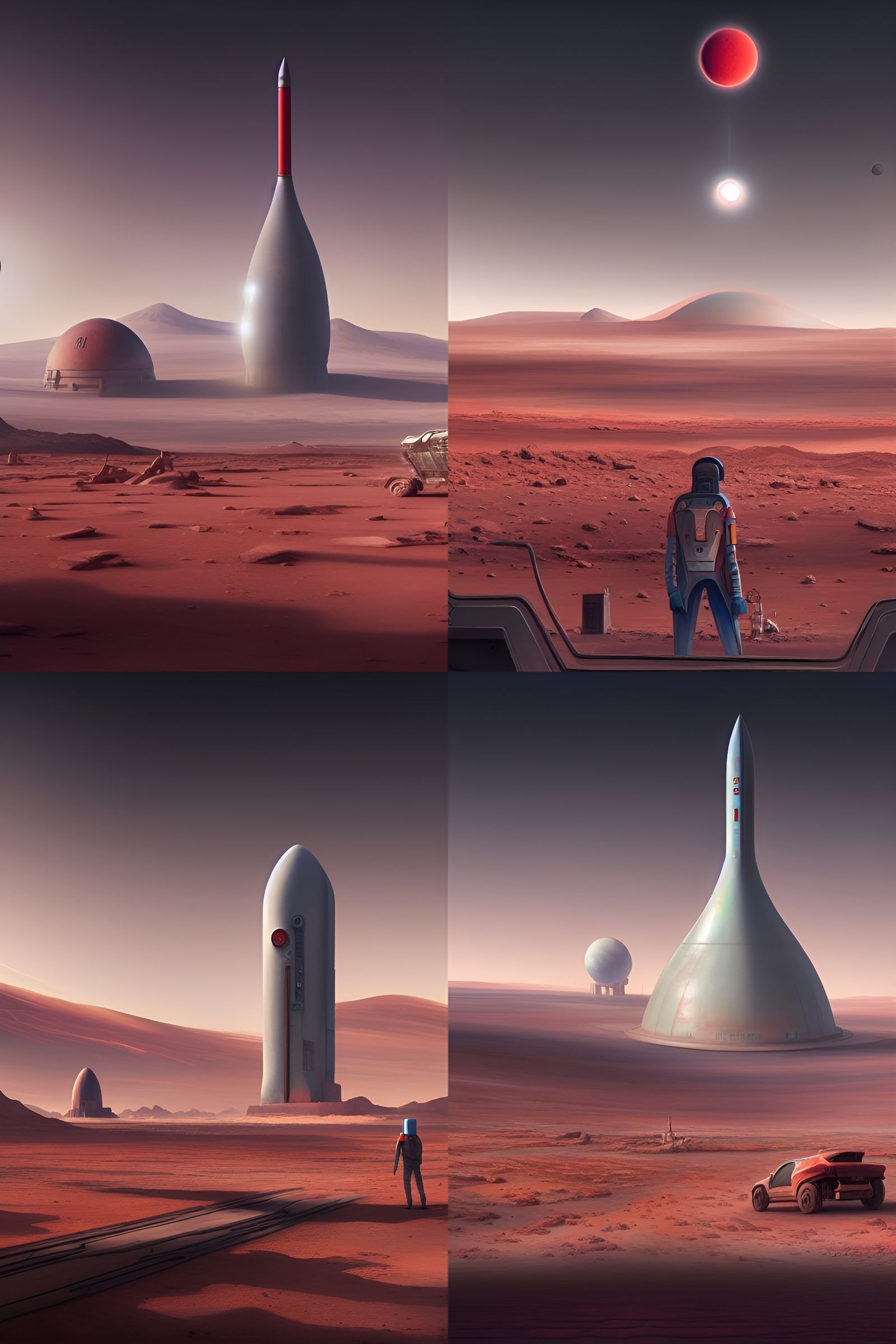 Gas Station on Mars: A Retro Sci-Fi Scene