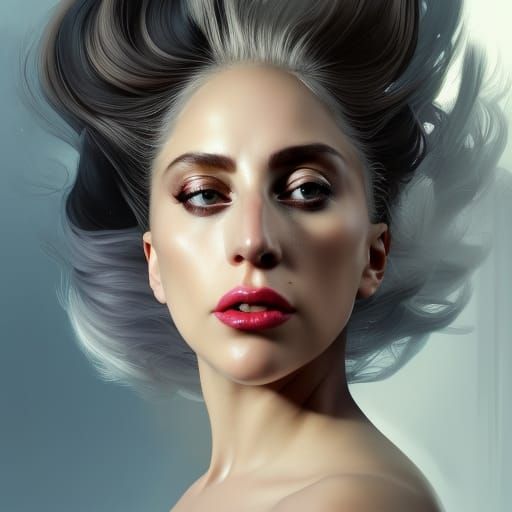 Lady Gaga Portrait in Art Nouveau Style