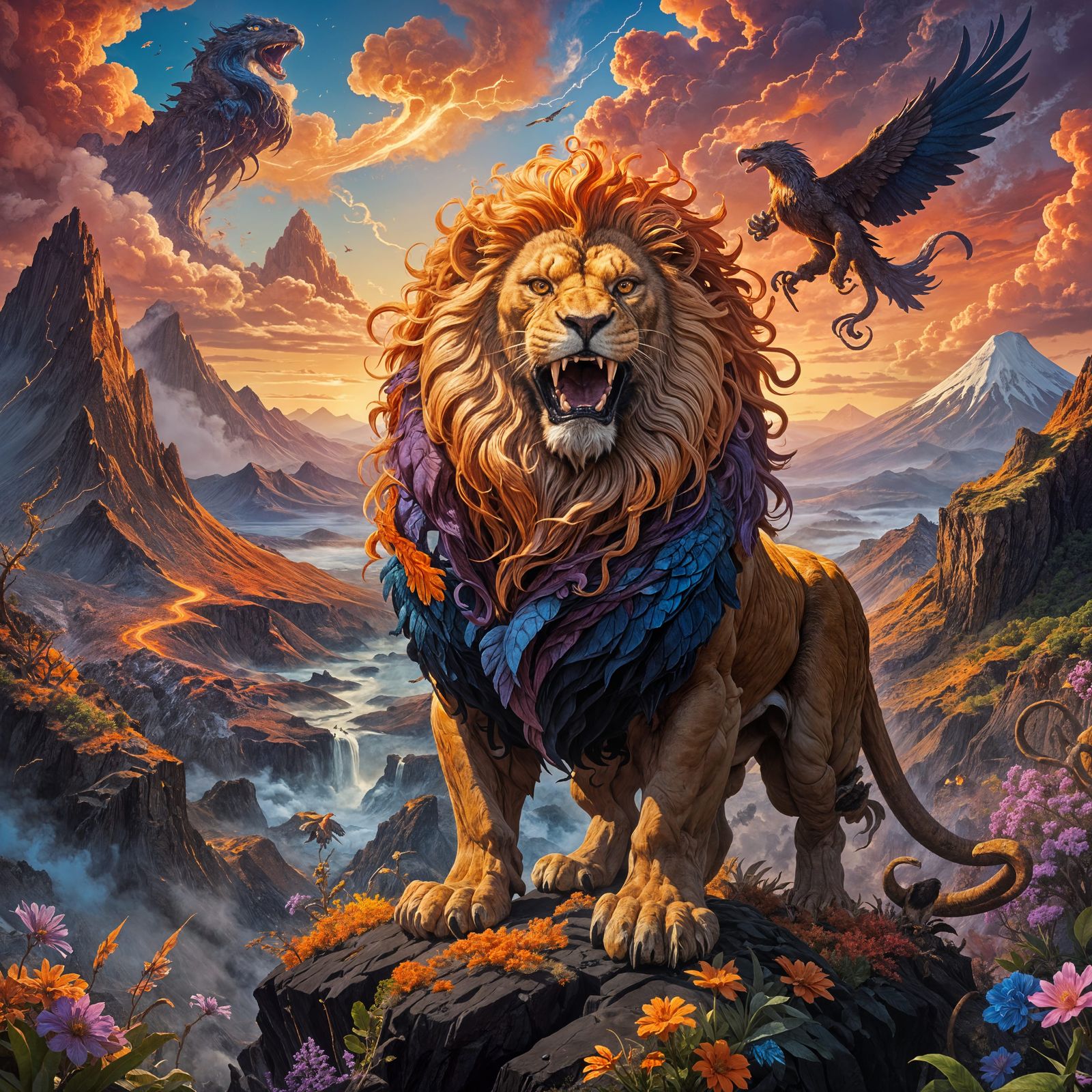 Majestic Chimera on Volcanic Peak