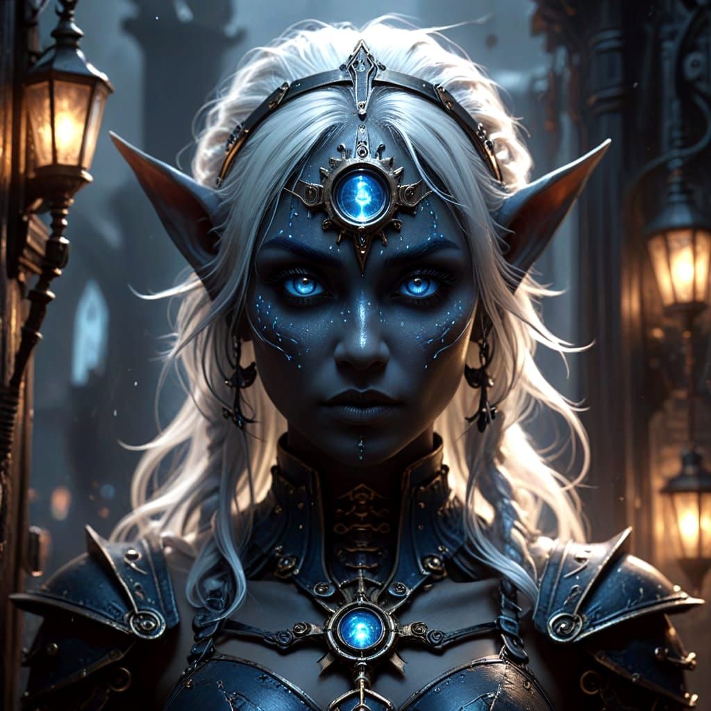 Steampunk Elf in Dark Fantasy Style