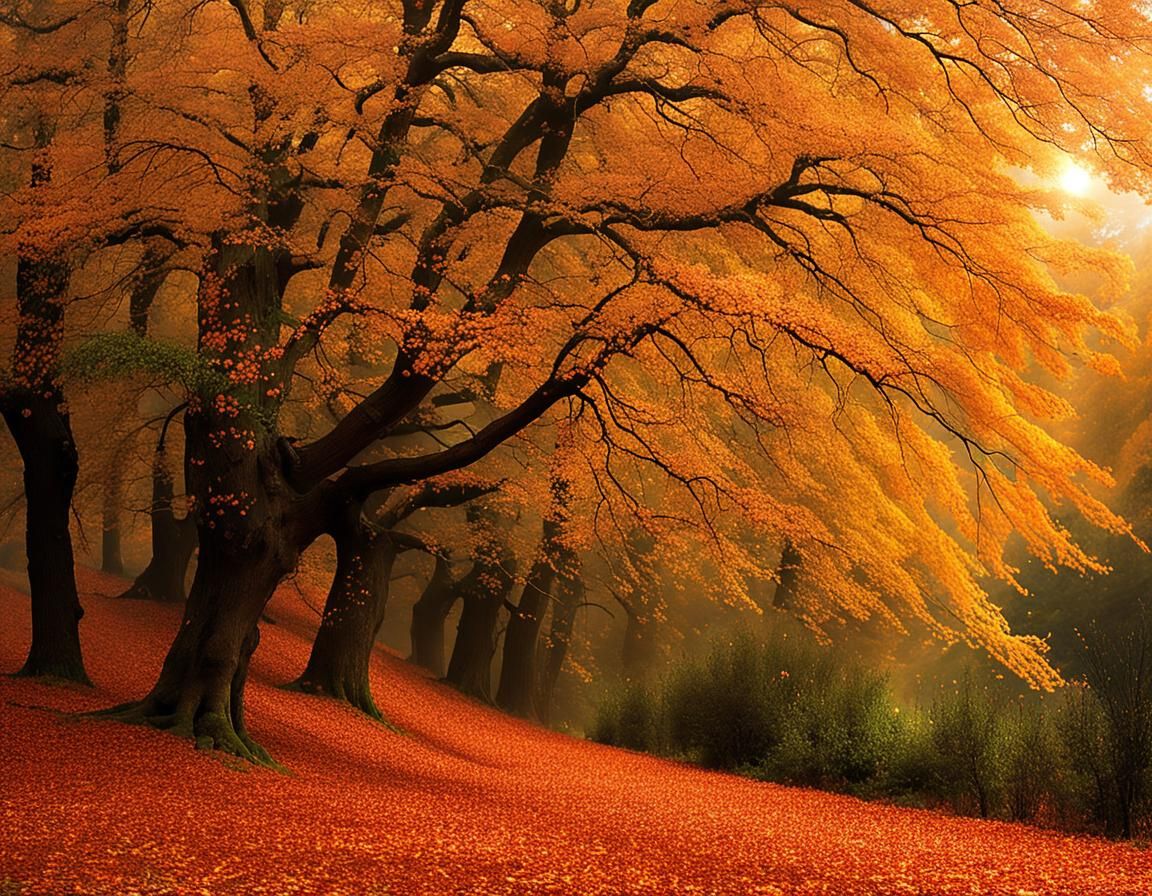 Entangled Autumnal Scene in Romantic Style