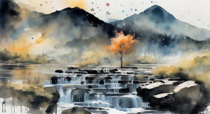 Watercolor Portrait of an Ageless Couple in Love