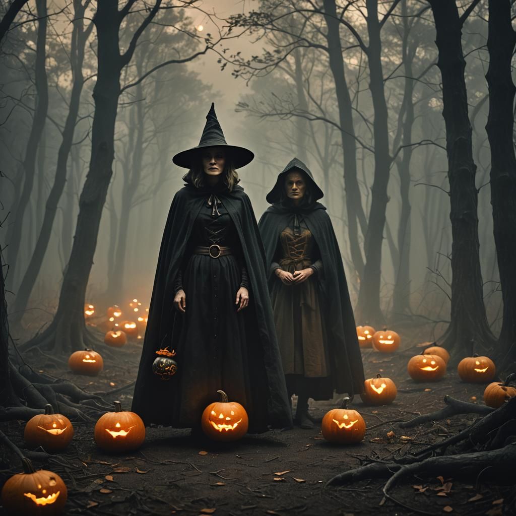 Eerie Witch in Misty Forest, Cinematic Film Still