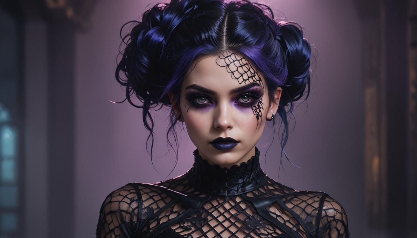 Gothic Portrait of Woman in Black Outfit, Artgerm Style