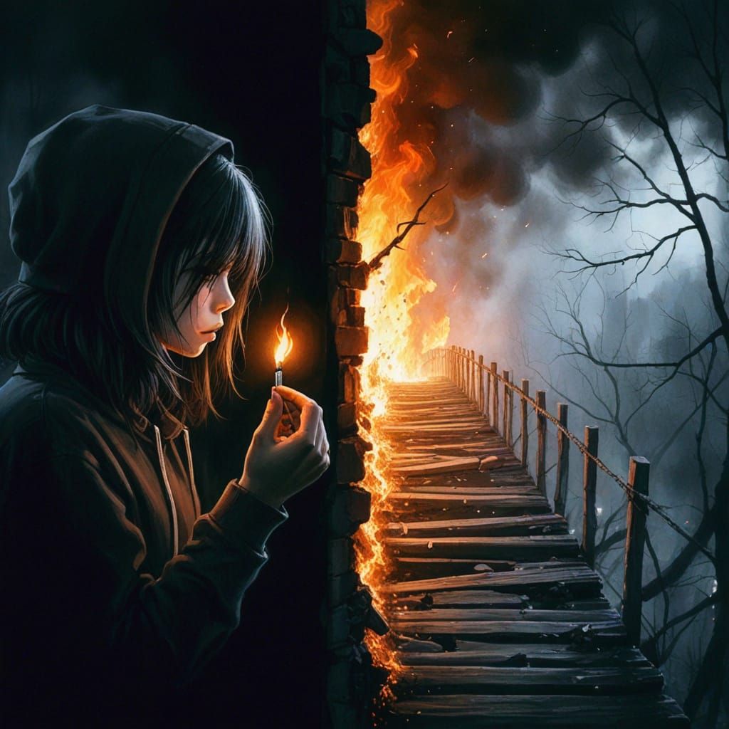 Burning Bridge: A Photorealistic Inferno