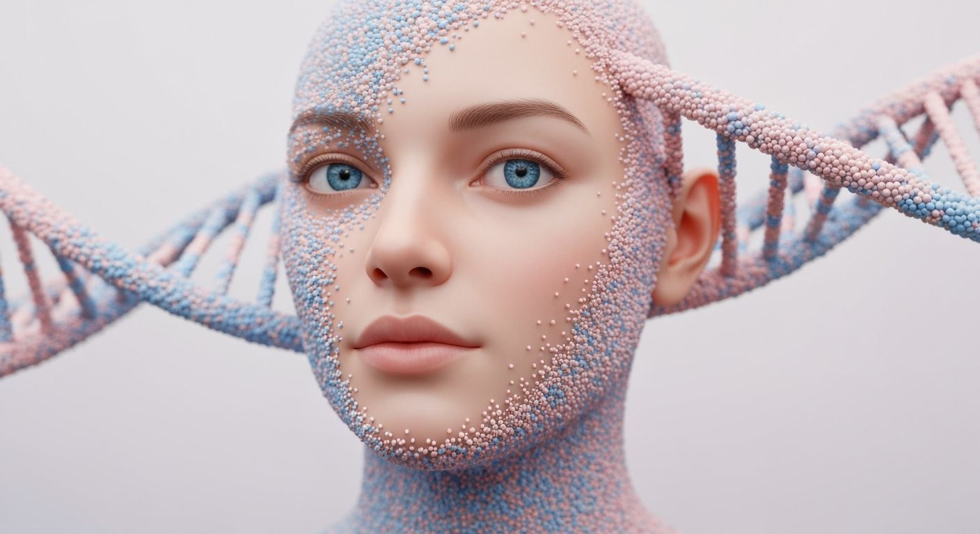 Human Face Emerges from DNA Helix: 3D Digital Art