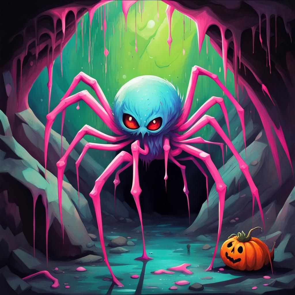 Elf-Spider Creature in a Kawaii Graffiti Style