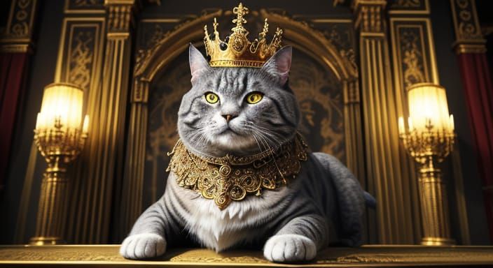 Regal Cat in Majestic Baroque Painting