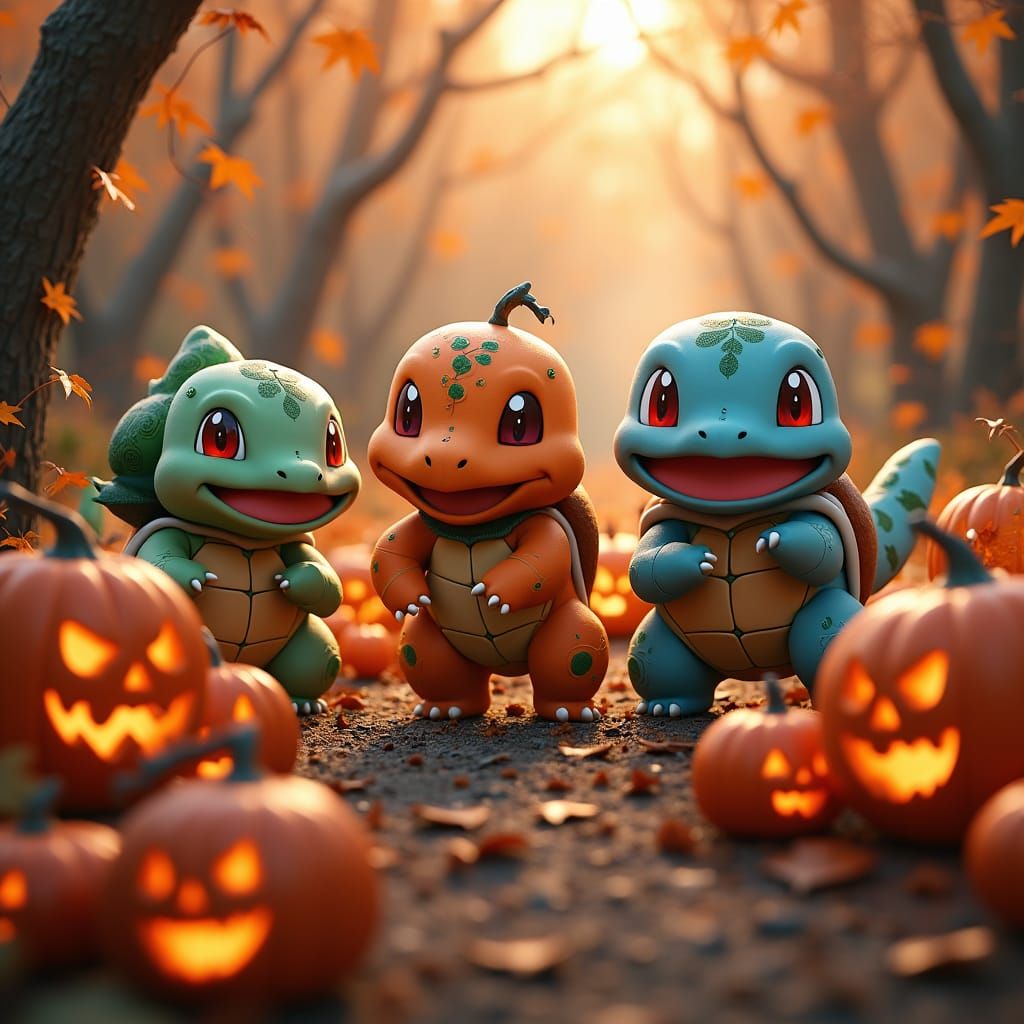 Pokémon Halloween in Fantasy Concept Art Style