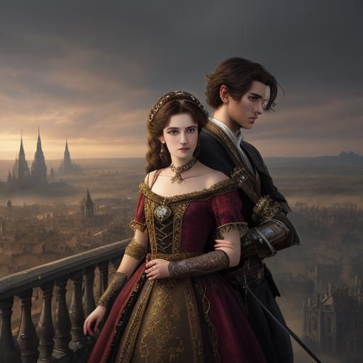 Historical Romance Novel Cover: Dramatic Digital Art