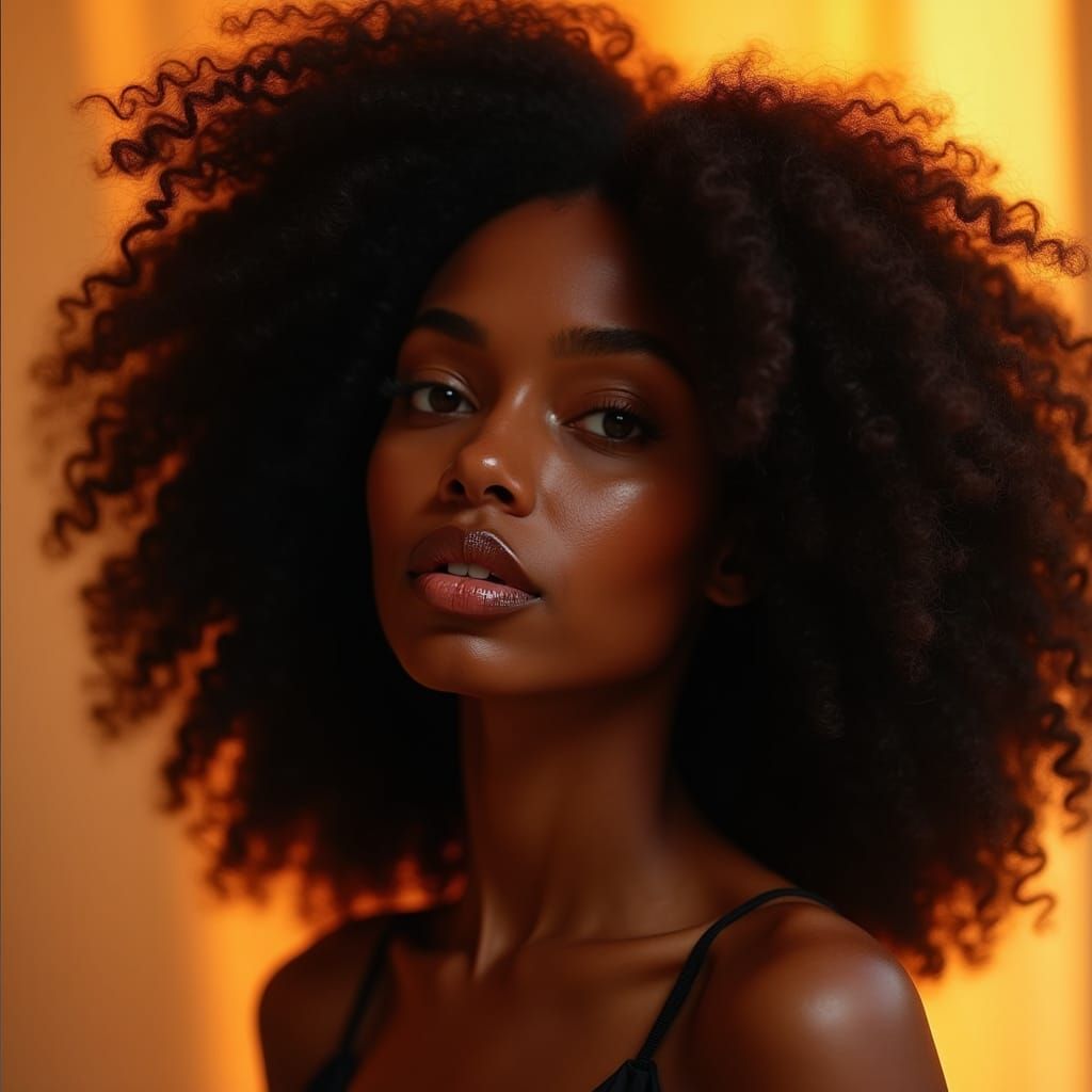 Stunning Dark-Skinned Woman in Golden Light