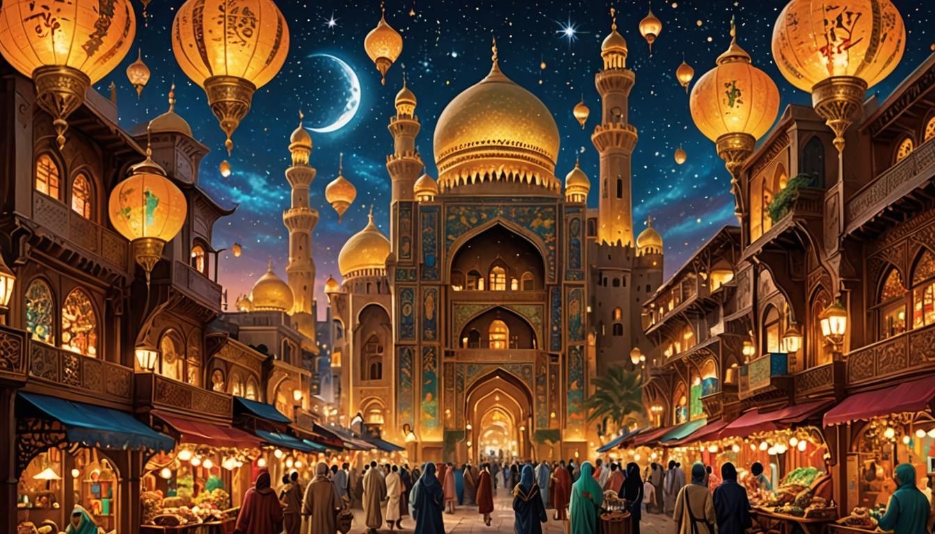 Fantastical Arabian Metropolis Under Twinkling Stars
