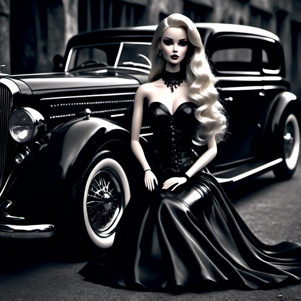 Monochrome Portrait of Woman with Beretta