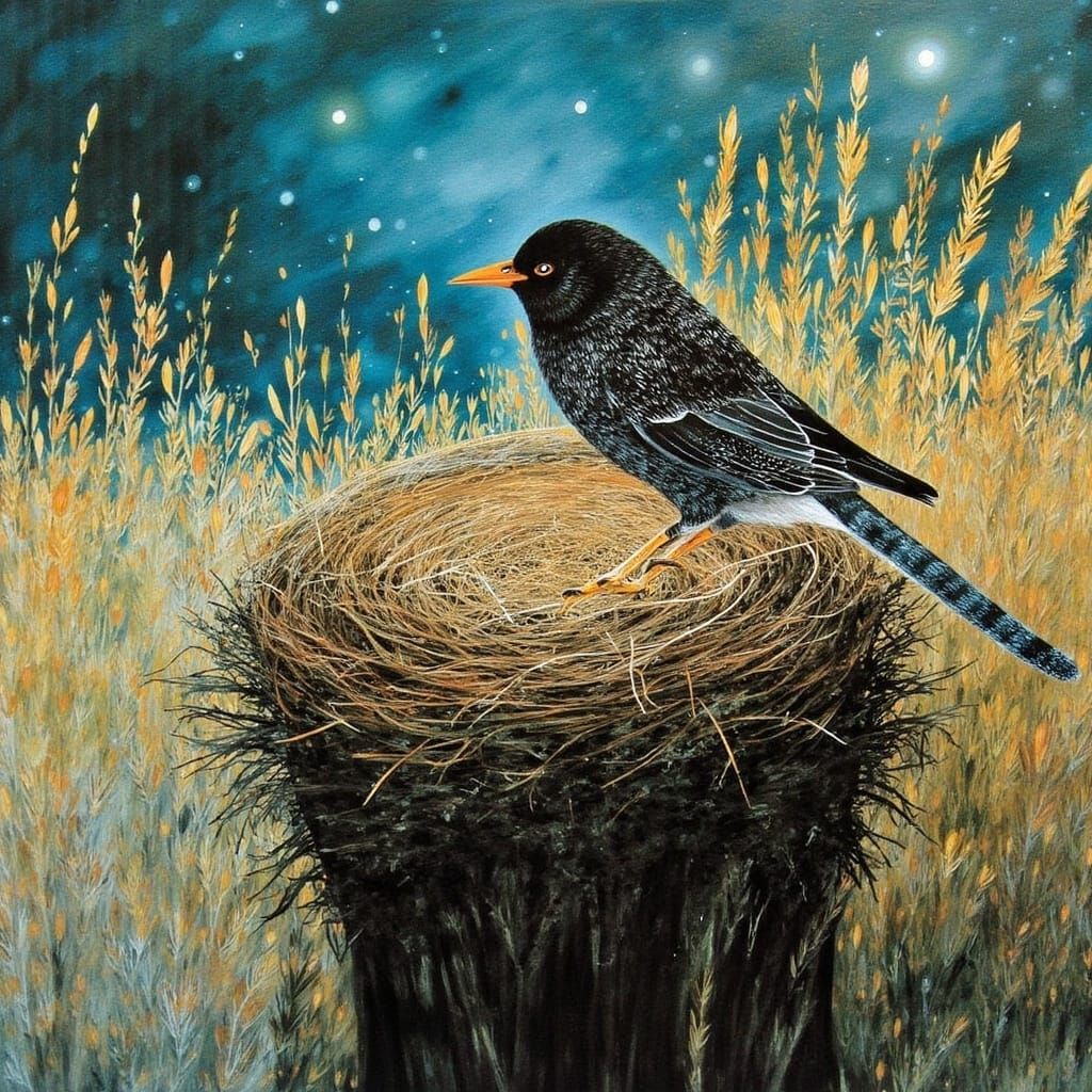 Enchanted Evening Scene in Whimsical Art Style