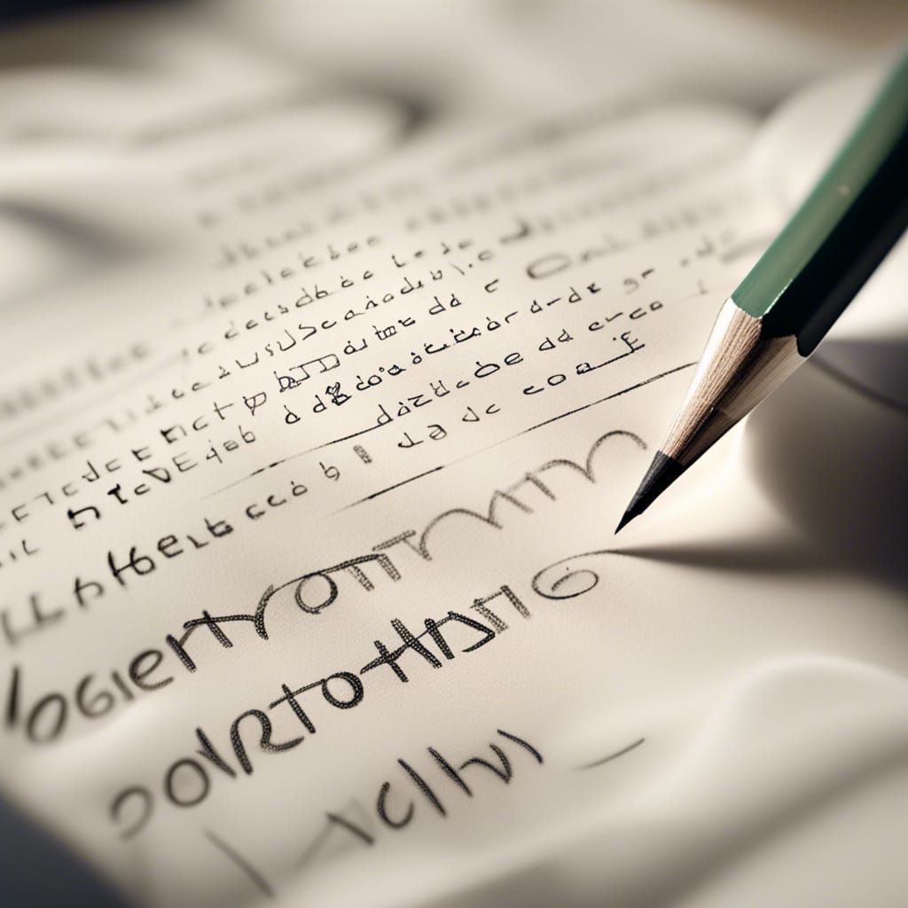 Pencil Erasing Text on Paper: Macro Photograph