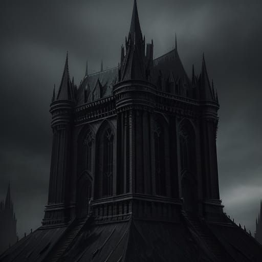 Gothic Gargoyle Palace in Stormy Lighting