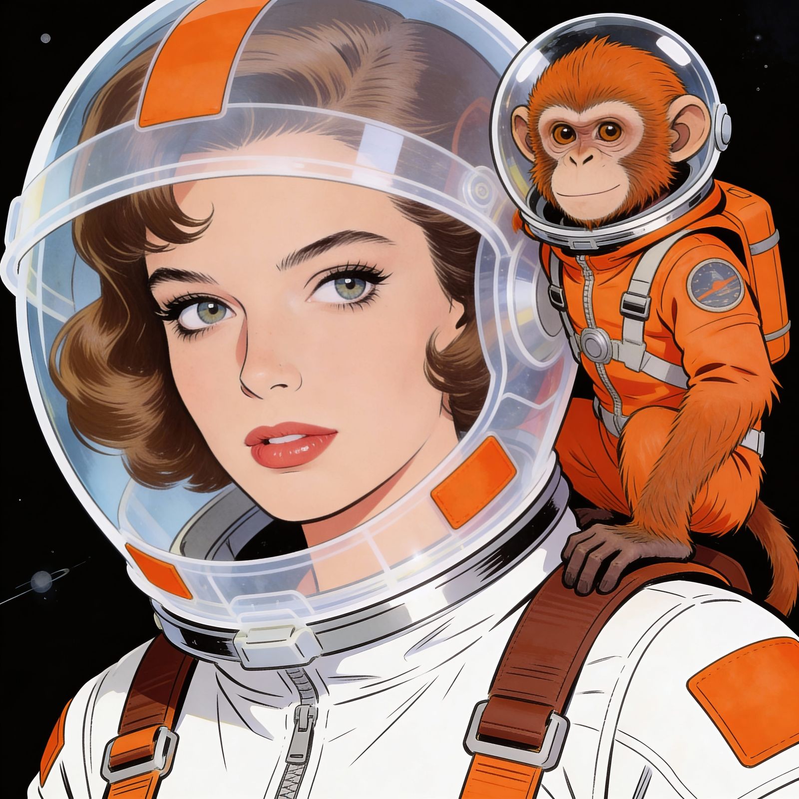 Woman With Lighter Hair and Brown-Orange Straps