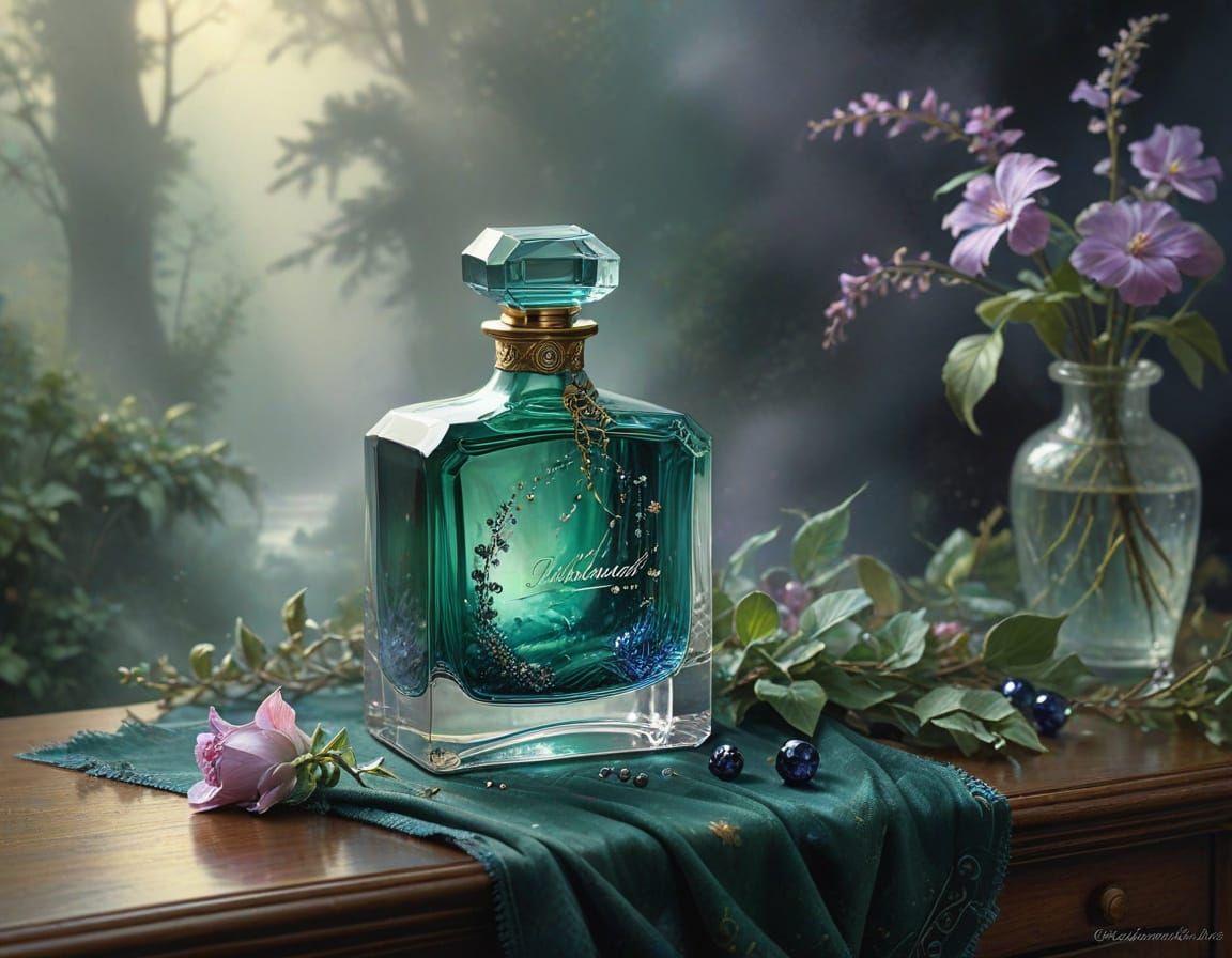 Ethereal Perfume Bottle Watercolour Painting
