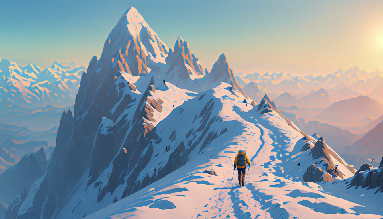 Hyper Realistic Mountain Climb to Summit