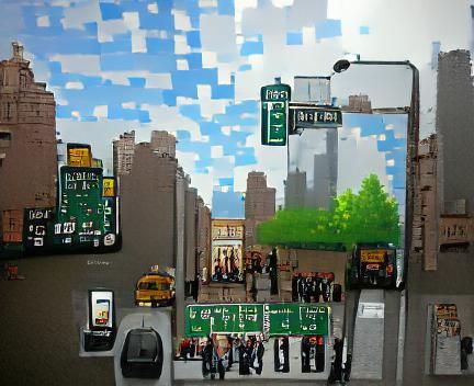 Pixel Art New York City Street Scene