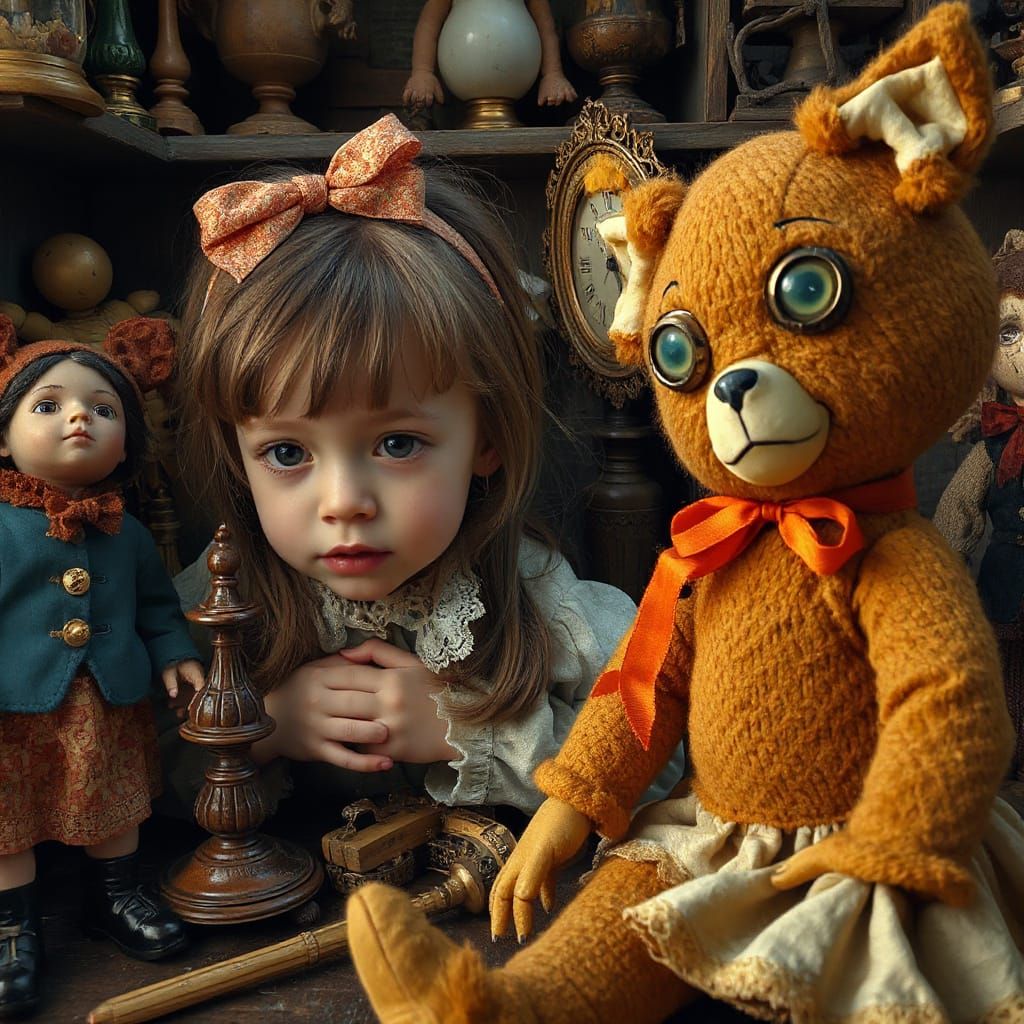 Eerie Victorian Toy Store with Antique Dolls