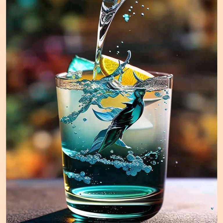 Refreshing Blue Cocktail in Detailed Digital Art