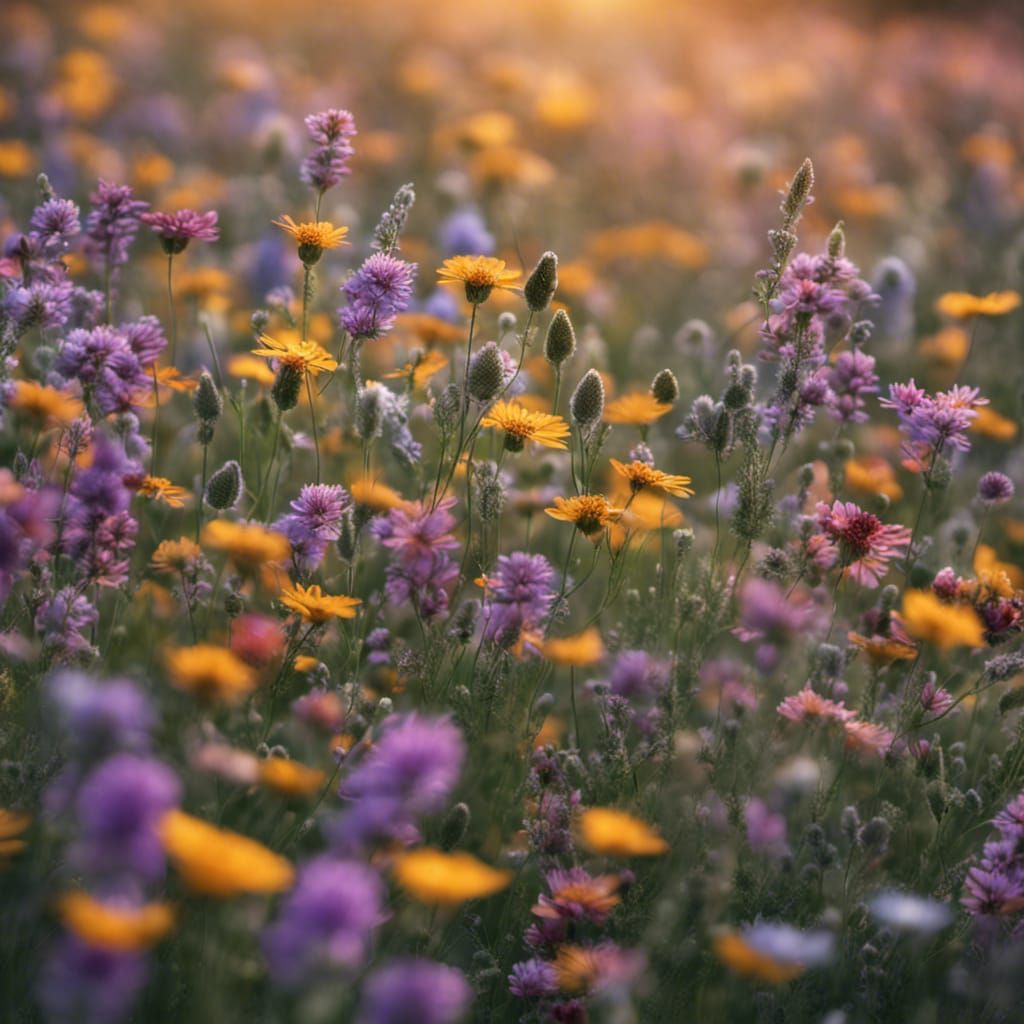 Breathtaking Wildflower Field in Hyper-Realistic Photography