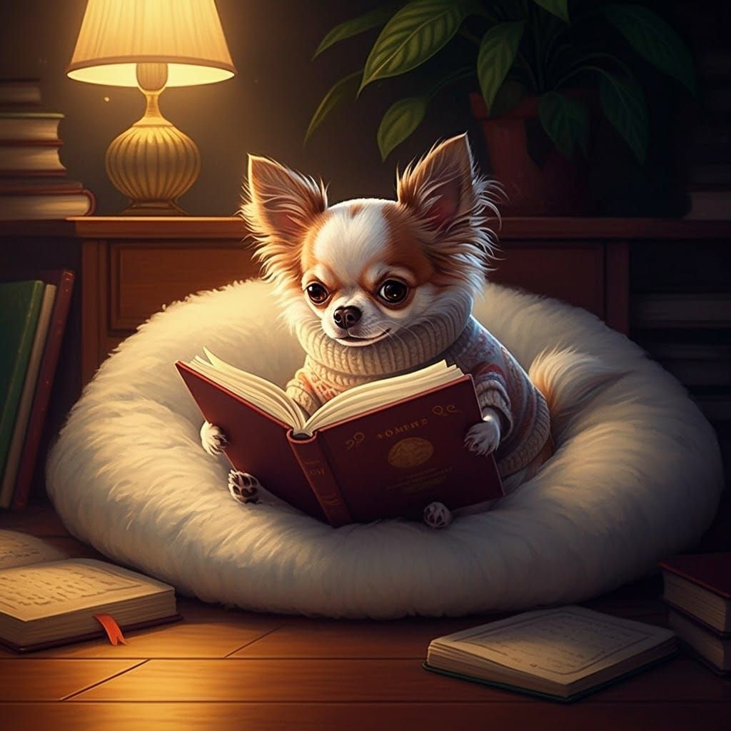 Cozy Chihuahua in Whimsical Woodland Scene