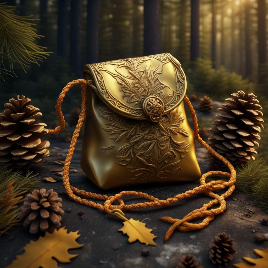 Golden Medicine Pouch in Autumn Forest