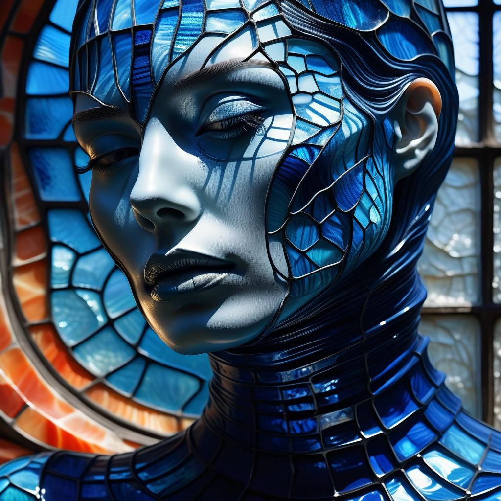 Mesmerizing Coral Woman Portrait in Giger Surrealist Style