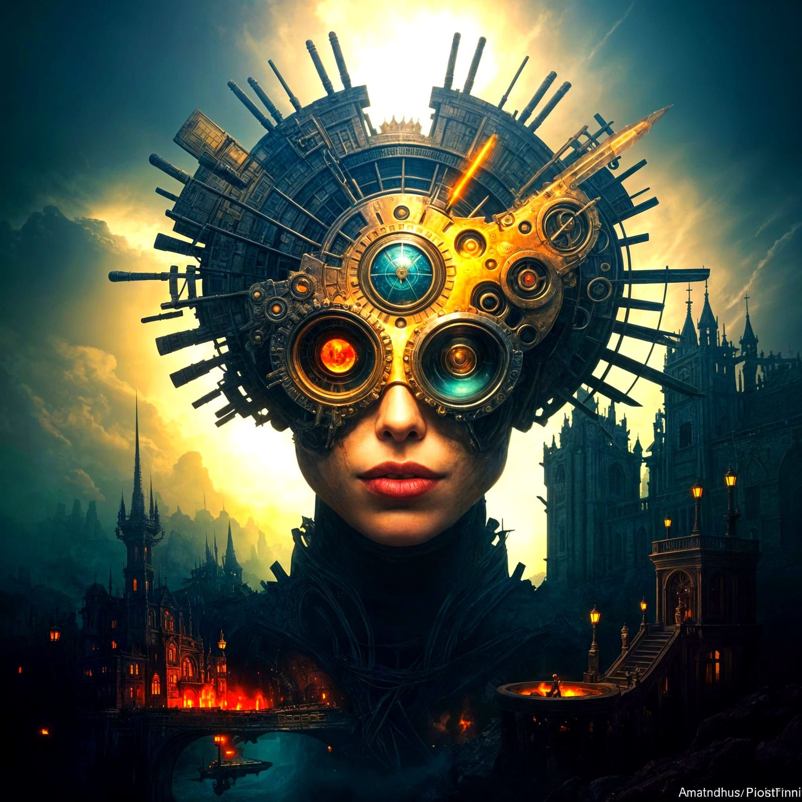 Surreal Fantasy Portrait of a World in Chaos