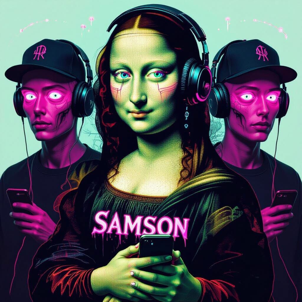 Giger-Inspired Mona Lisa Double Exposure