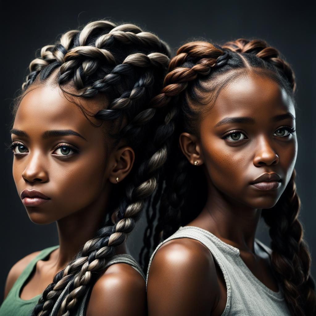 African American Girls in Tim Burton Style
