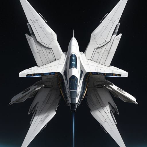 Futuristic White Spaceship in Sci-Fi Concept Art