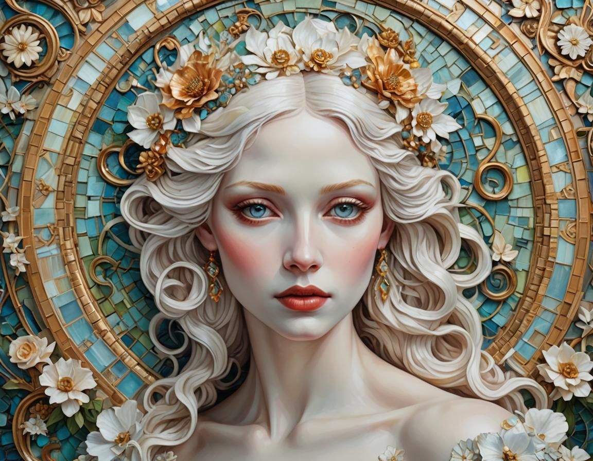 Art Nouveau Impasto Portrait of a Beautiful Woman