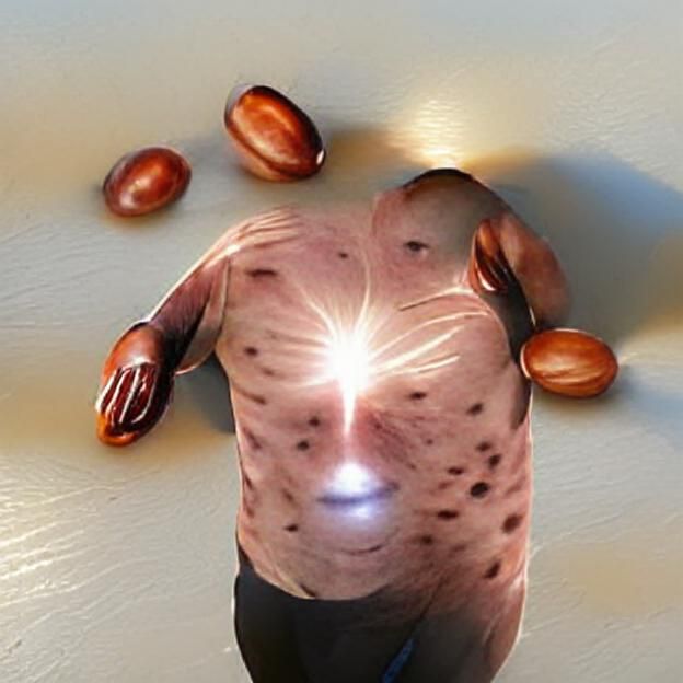 Translucent Man Filled with Beans Ready for Action