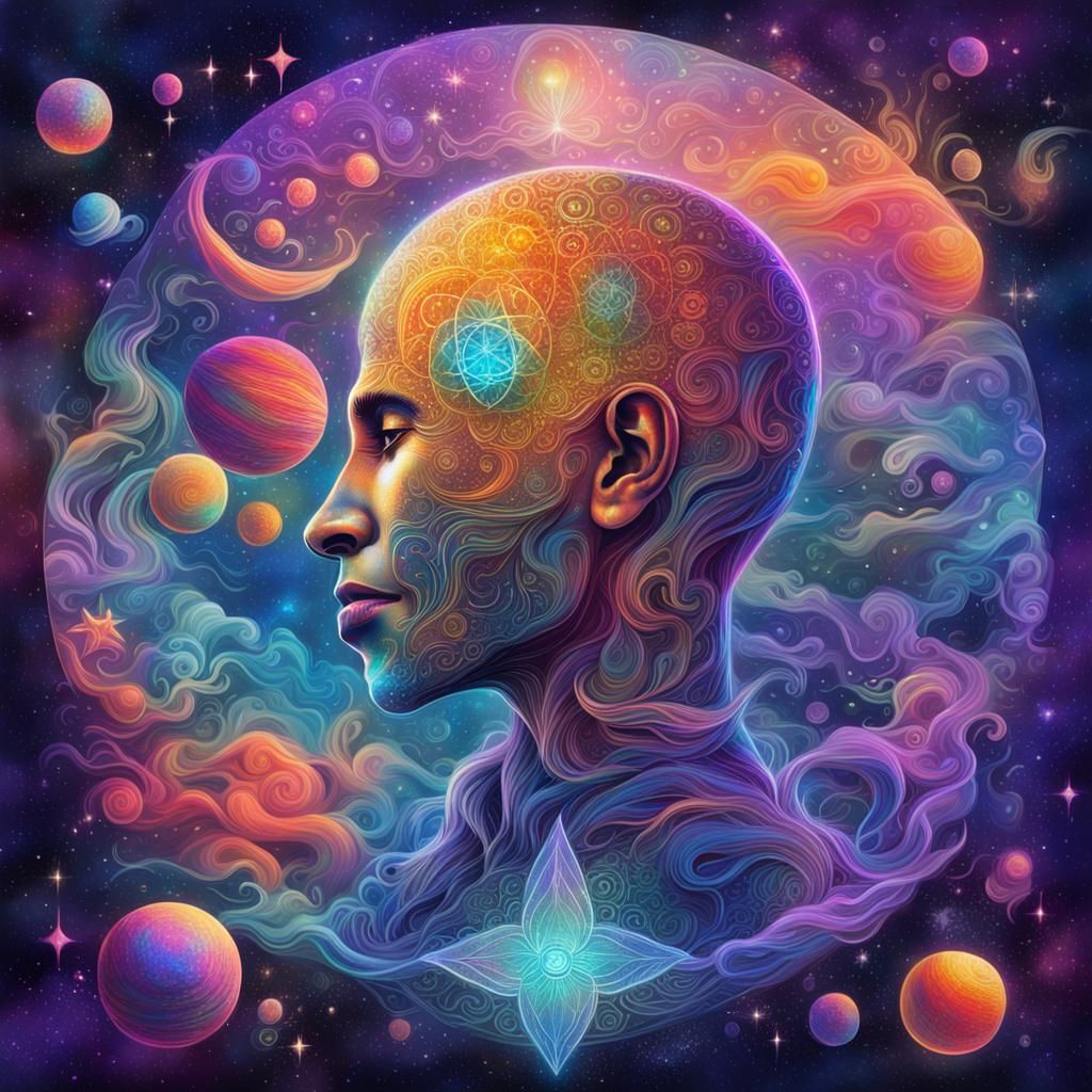 Holographic Astral Illustration in Cosmic Mixed Media