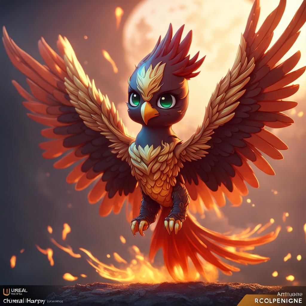 Chibi Phoenix Harpy Fantasy Concept Art