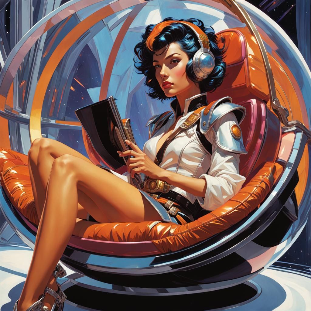 Elf in Spaceship: Art Nouveau Double Exposure