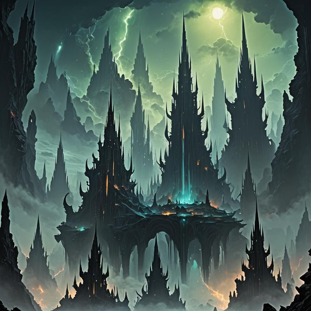 Bioluminescent Alien City on Nebular Horizon