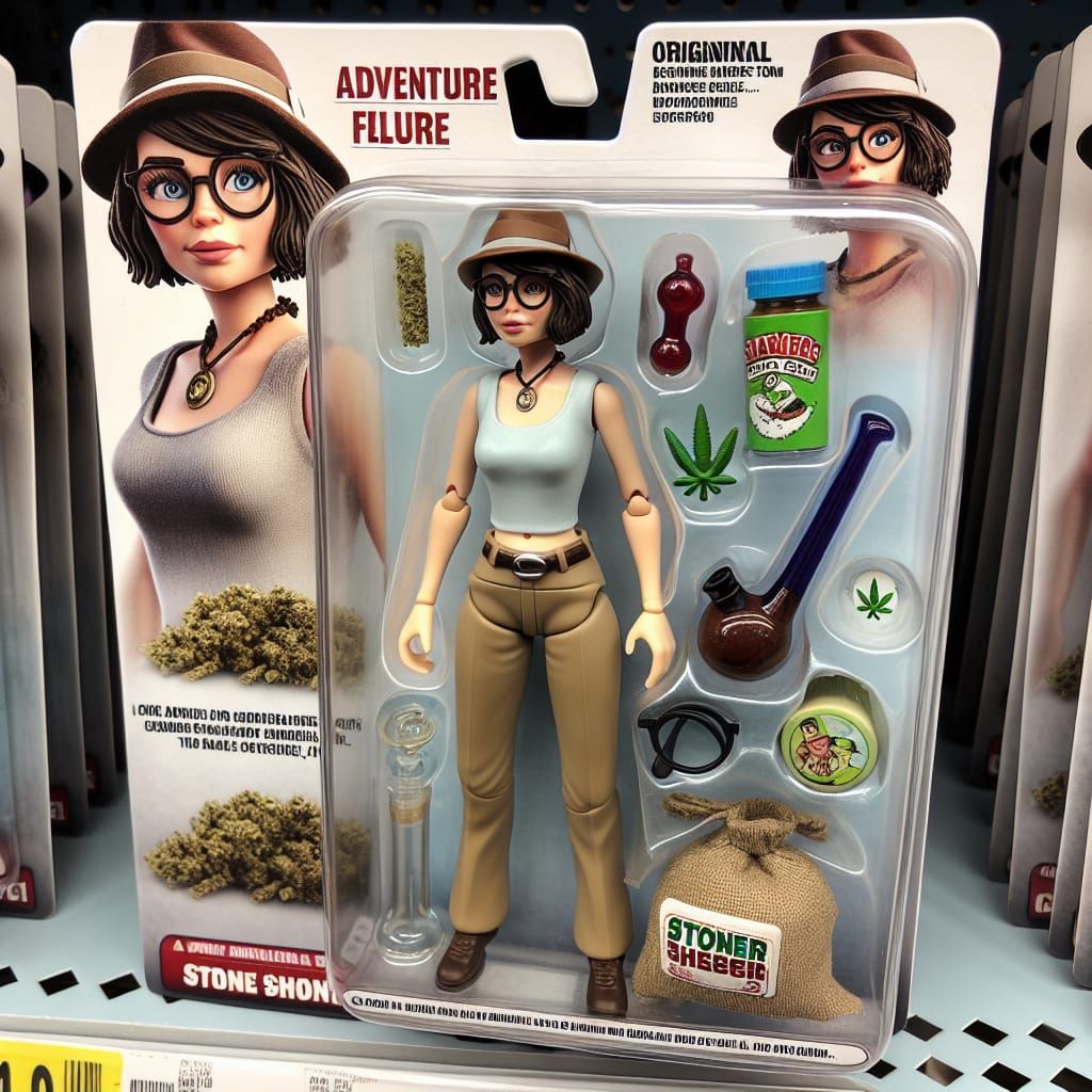 Cartoon Action Figure: Stoner Adventurer on Store Shelf
