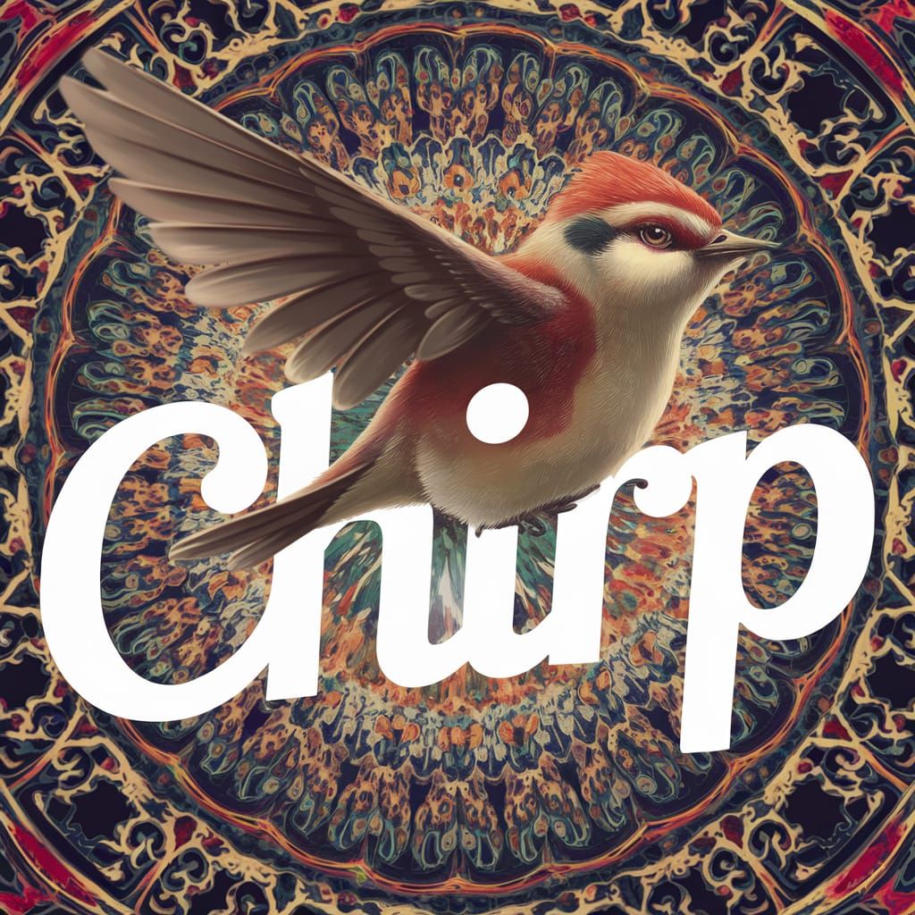 Happy Bird Flying Over Word Chirp in Concept Art
