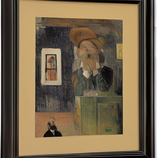 Man with Hat and Mouse in House: Expressionist Style
