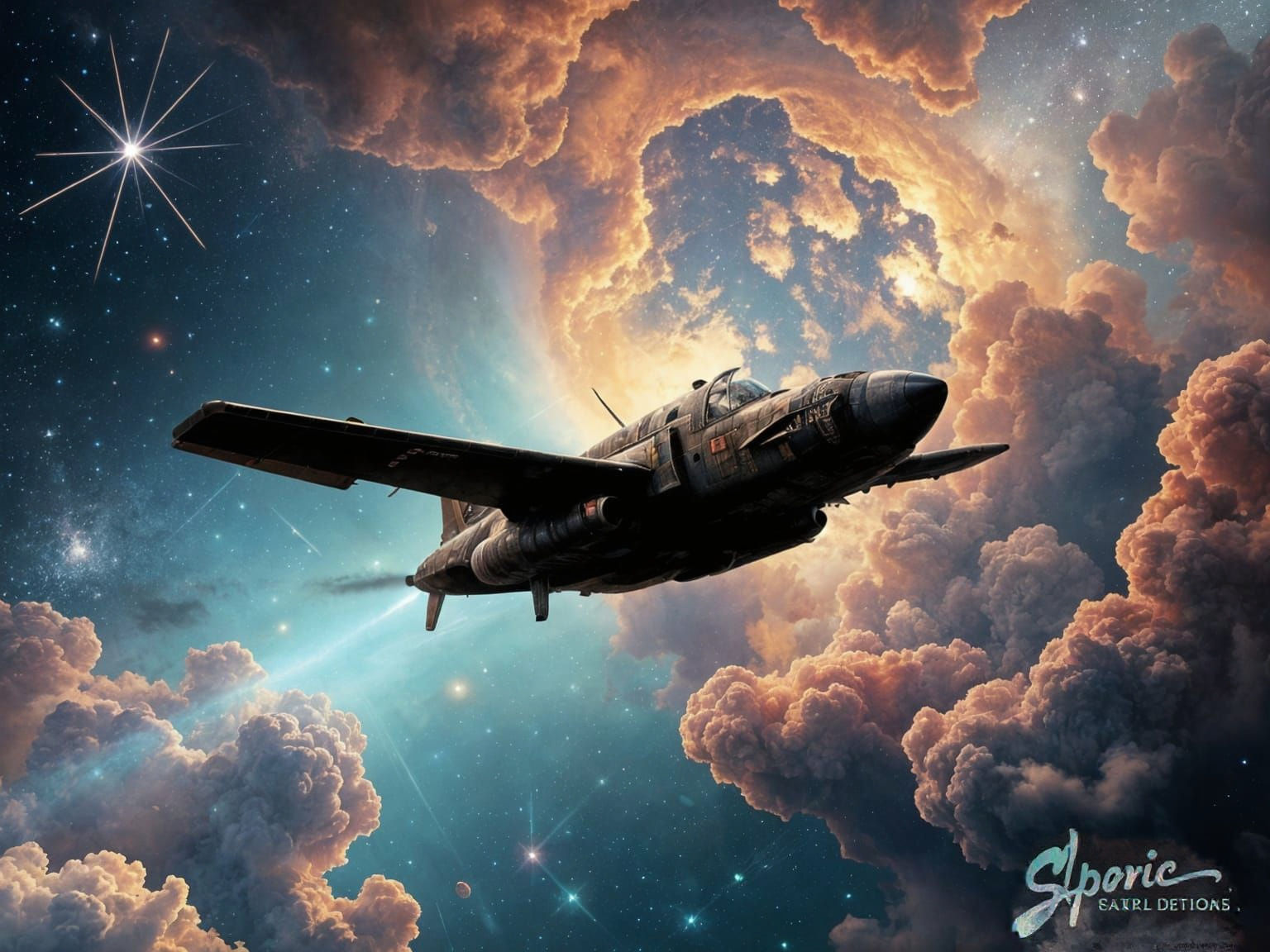 Ornithopter Drifting Through Alien Nebula