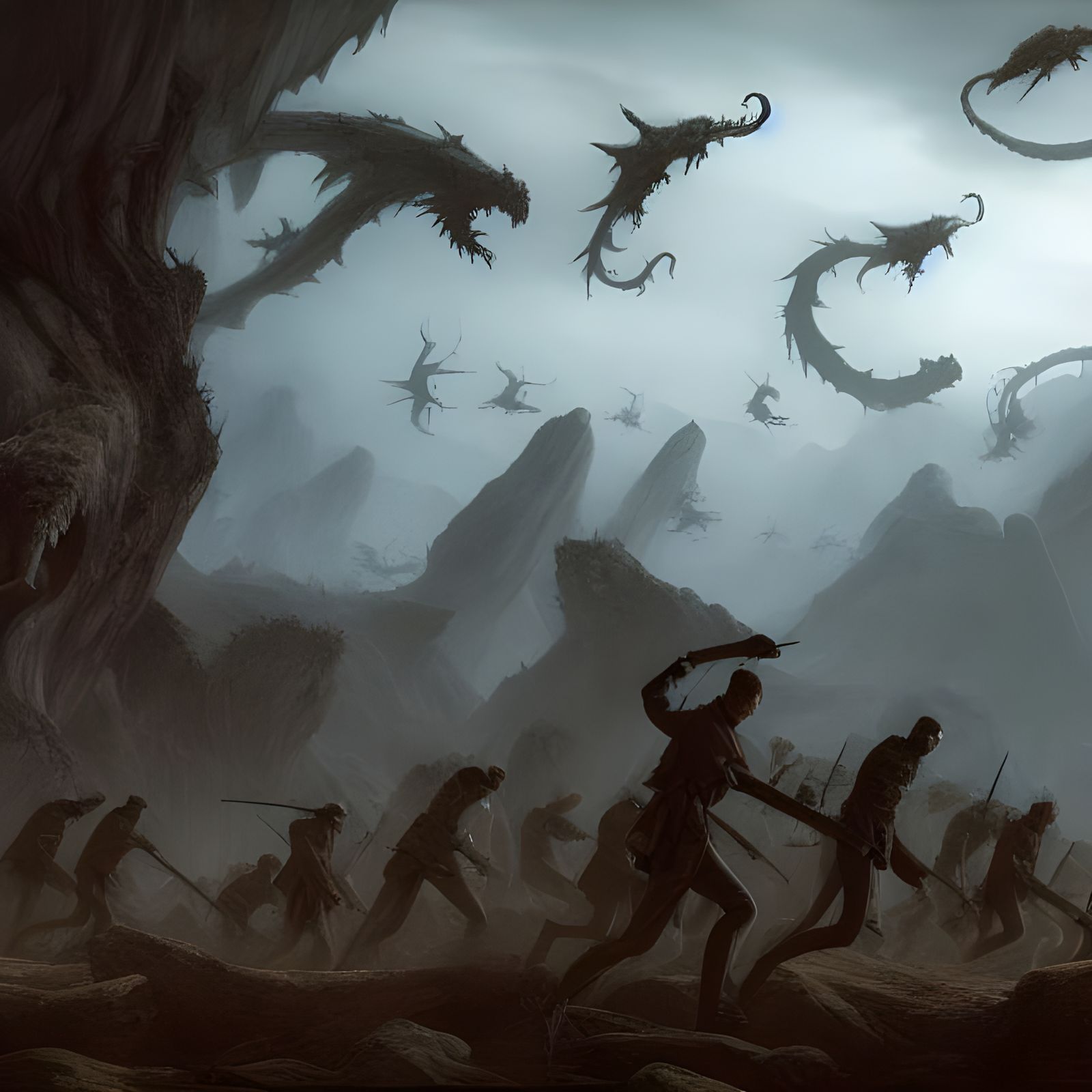 Monstrous Army in Romantic Style Digital Painting